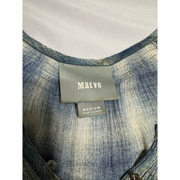 Maeve Anthropologie Calavon Plaid Blue Tunic Top Size Medium - Picture 2 of 6